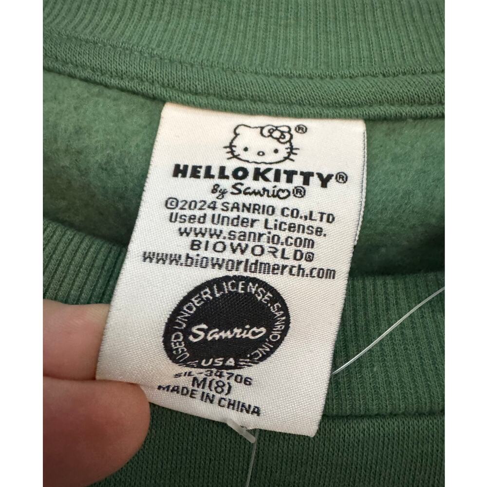 SANRIO HELLO KITTY Crew Sweatshirt NEW Green LS Graphic Size M - Picture 5 of 6